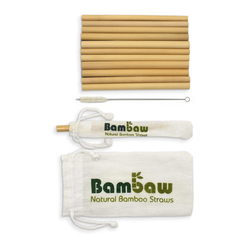 12 Bamboo Straws with bag