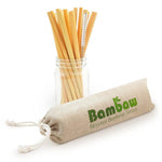 12 Bamboo Straws with bag