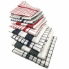 White 10-piece vintage striped and checked cotton kitchen towel set - 50x70cm