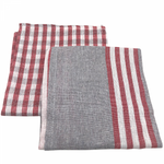 Gray 10-piece vintage striped cotton kitchen towel set - 50x70cm