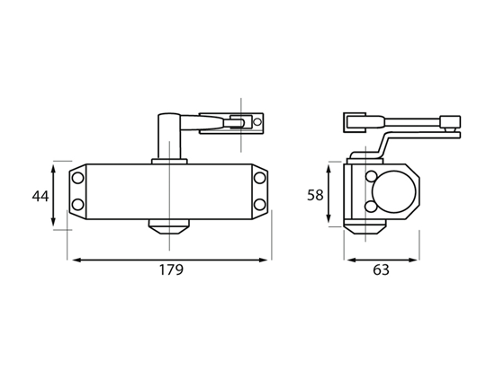 Door closer scissor arm - strength 2 to 4