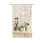 Macramé wall decoration with a shelf