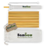 12 Bamboo Straws with bag