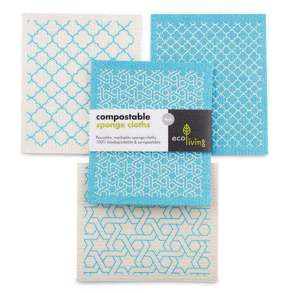 Compostable sponge cloth, 4 pieces