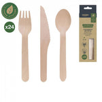 Wooden Cutlery - Set of 24