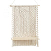 Macramé wall decoration with a shelf