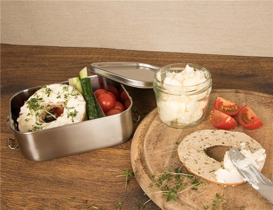 Lunch box stainless steel - with divider and silicone ring 