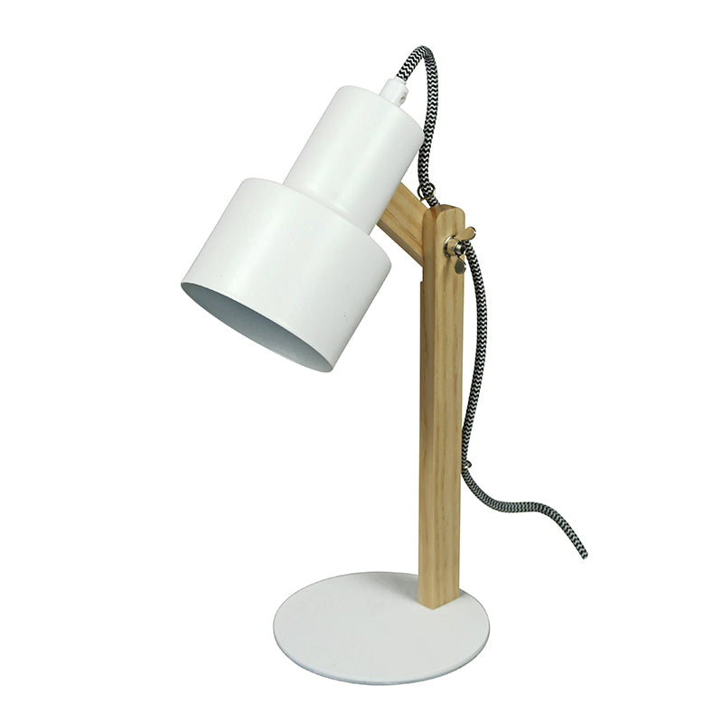 Desk lamp, metal pine wood - White