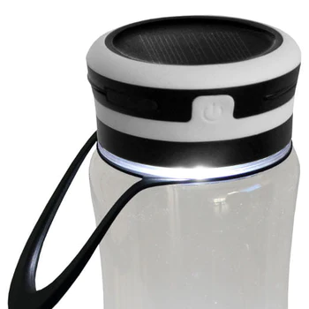 Water bottle with solar cell and LED lighting 