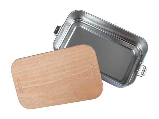 Lunch box 2 in 1 - with beechwood lid/cutting board