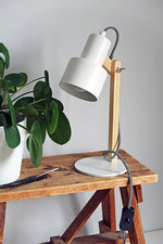 Desk lamp, metal pine wood - Wit