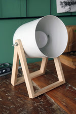 STUDIO desk lamp, metal pine wood - White