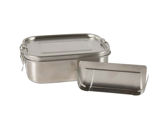 Lunch box stainless steel - with divider and silicone ring 