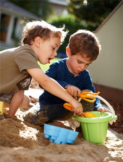 Set with bucket, rake and shovel